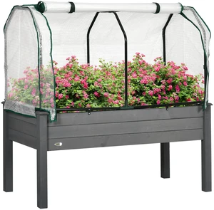 Raised Garden Bed with Greenhouse Cover Outdoor Elevated Wood Planter Box for Herbs and Vegetables, Use for Patio 48 Raised Garden Bed with Greenhouse Cover Outdoor Elevated Wood Planter Box for Herbs and Vegetables, Use for Patio 48