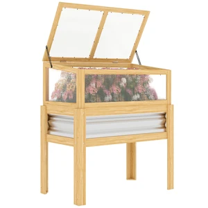 Wooden Raised Garden Bed with Flip Greenhouse Top, Raised Garden Bed with Legs and Liner Elevated Planter Box Wooden Raised Garden Bed with Flip Greenhouse Top, Raised Garden Bed with Legs and Liner Elevated Planter Box