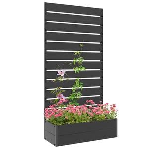 Raised Garden Bed with Trellis for Climbing Plants, Planter Box with Self Draining Gap Freestanding Trellis Planter Raised Garden Bed with Trellis for Climbing Plants, Planter Box with Self Draining Gap Freestanding Trellis Planter