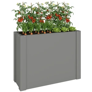 Galvanized Tall Outdoor Planter, Metal Rectangular Large Planter Box for Outdoor Plants with Gloves and Open Bottom Galvanized Tall Outdoor Planter, Metal Rectangular Large Planter Box for Outdoor Plants with Gloves and Open Bottom