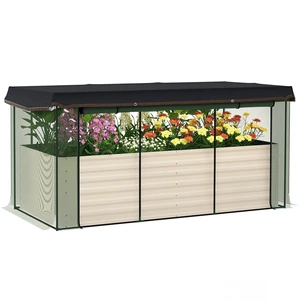 7.3 3.4 2 ft Galvanized Raised Garden Bed with Crop Cage Plant Protection Net and Shade Cloth Roof, Metal Planter 7.3 3.4 2 ft Galvanized Raised Garden Bed with Crop Cage Plant Protection Net and Shade Cloth Roof, Metal Planter