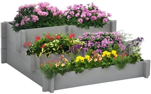 3 Tier Raised Garden Bed with 5 Compartments and Bed Liner, Fir Elevated Planter Box for Vegetables Herbs Outdoor 3 Tier Raised Garden Bed with 5 Compartments and Bed Liner, Fir Elevated Planter Box for Vegetables Herbs Outdoor