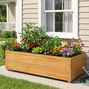 Solid Fir Raised Garden Bed with Liner, Large Outdoor Planter Box for Vegetables and Herbs Thickened Panels Breathable Solid Fir Raised Garden Bed with Liner, Large Outdoor Planter Box for Vegetables and Herbs Thickened Panels Breathable