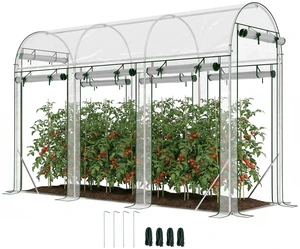 Walk in Tunnel Greenhouse, 10 3 Hoop Greenhouse with Roll Doors Plant with Galvanized Steel Frame for Garden Patio Walk in Tunnel Greenhouse, 10 3 Hoop Greenhouse with Roll Doors Plant with Galvanized Steel Frame for Garden Patio