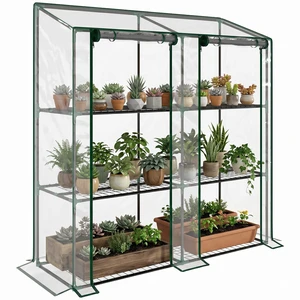 Lean Greenhouse with 3 Tier Shelves, Inchx 59.4 Inch Portable Small Greenhouse with Cover Roll Zippered Doors Lean Greenhouse with 3 Tier Shelves, Inchx 59.4 Inch Portable Small Greenhouse with Cover Roll Zippered Doors