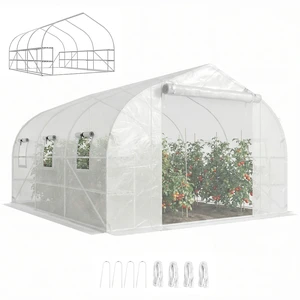 10 11 Walk in Tunnel Greenhouse with Shelves, Mesh Door and Windows Plant with Cover Outdoor for Patio Lawn Garden 10 11 Walk in Tunnel Greenhouse with Shelves, Mesh Door and Windows Plant with Cover Outdoor for Patio Lawn Garden