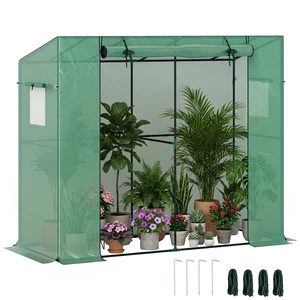6.6 2.5 Lean Small Greenhouse, Portable Greenhouse with Resistant Cover Walk in with Roll Door and Mesh Windows 6.6 2.5 Lean Small Greenhouse, Portable Greenhouse with Resistant Cover Walk in with Roll Door and Mesh Windows