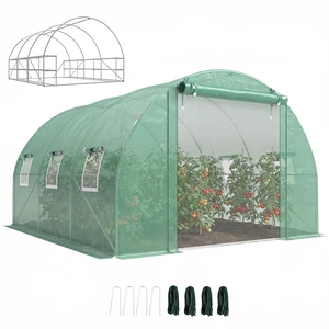 10 11 Walk in Tunnel Greenhouse with Shelves, Mesh Door and Windows Hoop Greenhouse with Cover Outdoor for Patio 10 11 Walk in Tunnel Greenhouse with Shelves, Mesh Door and Windows Hoop Greenhouse with Cover Outdoor for Patio