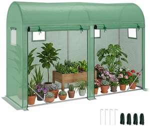 10 3 Walk in Lean Greenhouse, Steel Zipper Roll Windows and 2 Doors Protecting Cover for Growing Flowers Vegetables 10 3 Walk in Lean Greenhouse, Steel Zipper Roll Windows and 2 Doors Protecting Cover for Growing Flowers Vegetables