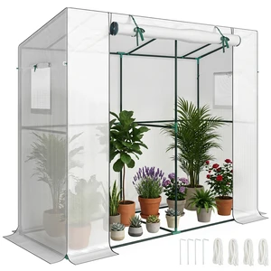 6.6 2.5 Lean Small Greenhouse, Portable Greenhouse with Resistant Cover Walk in with Roll Door and Mesh Windows 6.6 2.5 Lean Small Greenhouse, Portable Greenhouse with Resistant Cover Walk in with Roll Door and Mesh Windows