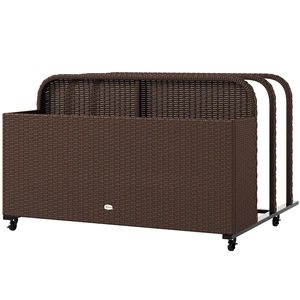 Wicker Patio Pool Float Storage Basket, Rattan Outdoor Pool Caddy with Rolling Wheels for Floaties Noodles Life Vests Wicker Patio Pool Float Storage Basket, Rattan Outdoor Pool Caddy with Rolling Wheels for Floaties Noodles Life Vests