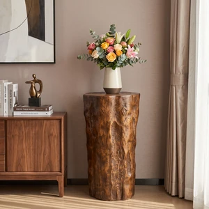 Tree Stump Side Table, Material End Table Indoor Outdoor Use Wood Grain Accent Hollow Design Easy Move Holds Ready Use Tree Stump Side Table, Material End Table Indoor Outdoor Use Wood Grain Accent Hollow Design Easy Move Holds Ready Use