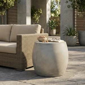 Outdoor Weight Side Table, Light Grey, Magnesium Oxide Outdoor Weight Side Table, Light Grey, Magnesium Oxide