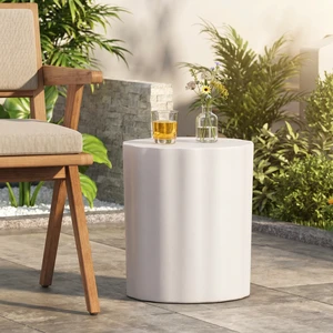 Outdoor Weight Side Table, End Talbe, Antique White, Magnesium Oxide Outdoor Weight Side Table, End Talbe, Antique White, Magnesium Oxide