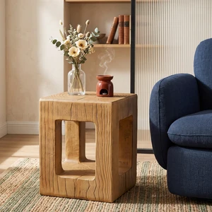 Side Table with Pattern, Light Brown, Magnesium Oxide, Outdoor Tables Side Table with Pattern, Light Brown, Magnesium Oxide, Outdoor Tables