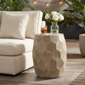 Outdoor Weight Side Table, End Table, Natural, Magnesium Oxide Outdoor Weight Side Table, End Table, Natural, Magnesium Oxide
