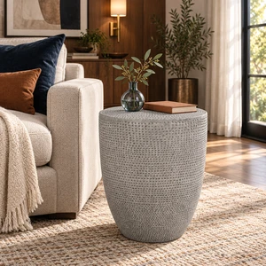 Outdoor Weight Side Table, End Table, Light Grey, Magnesium Oxide Outdoor Weight Side Table, End Table, Light Grey, Magnesium Oxide