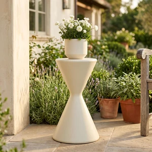22.3 Inch Tall Garden Pedestal Stand, Magnesium Oxide Plant Stand Outdoor Decortions Pedestal Flower Pots Yard, Beige 22.3 Inch Tall Garden Pedestal Stand, Magnesium Oxide Plant Stand Outdoor Decortions Pedestal Flower Pots Yard, Beige