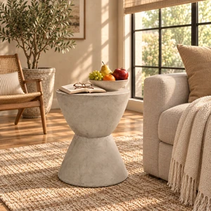 Outdoor Side Table, Light Grey, Magnesium Oxide Outdoor Side Table, Light Grey, Magnesium Oxide
