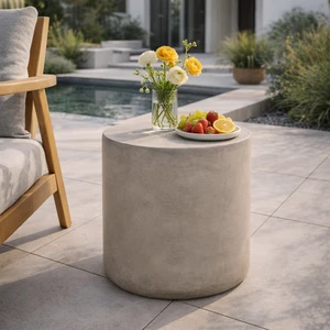 Outdoor Weight Side Table, Light Grey, Magnesium Oxide Outdoor Weight Side Table, Light Grey, Magnesium Oxide