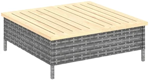 Outdoor Side Table with Rattan, Patio End Table with Fir Wood Top Weather Resistant Accent for Patio Pool, Gray, Wood Outdoor Side Table with Rattan, Patio End Table with Fir Wood Top Weather Resistant Accent for Patio Pool, Gray, Wood