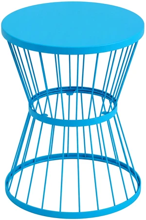 16 Inch Steel Patio Side Table, Garden End Table with Hourglass Design Accent for Outdoor and Indoor Use, Blue 16 Inch Steel Patio Side Table, Garden End Table with Hourglass Design Accent for Outdoor and Indoor Use, Blue