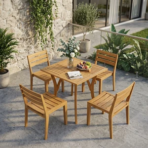 Outdoor 5 Pieces Dining Set, Teak, Acacia Wood, Patio Furniture Sets Outdoor 5 Pieces Dining Set, Teak, Acacia Wood, Patio Furniture Sets