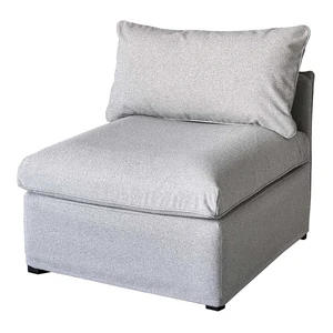 Armless Chair, Grey, Fabric and Metal, Patio Seating Armless Chair, Grey, Fabric and Metal, Patio Seating