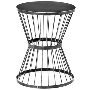 16 Inch Steel Patio Side Table, Garden End Table with Hourglass Design Accent for Outdoor and Indoor Use, Black, Patio 16 Inch Steel Patio Side Table, Garden End Table with Hourglass Design Accent for Outdoor and Indoor Use, Black, Patio