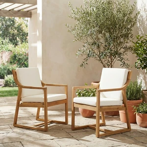 Outdoor Chairs for Patio, Garden Beige Cushion, Teak Beige, Acacia Wood and Polyester, Patio Seating Outdoor Chairs for Patio, Garden Beige Cushion, Teak Beige, Acacia Wood and Polyester, Patio Seating