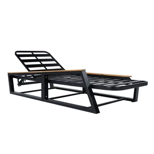 Adjustable Position Outdoor Chaise Lounge Chair, Patio Reclining Lounger with Armrests Iron Frame for Poolside, Black Adjustable Position Outdoor Chaise Lounge Chair, Patio Reclining Lounger with Armrests Iron Frame for Poolside, Black
