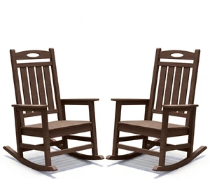 Outdoor Rocking Chair Set, HDPE Patio Rocking Chair for Adults Outdoor Rocker for Garden Lawn, Brown, HDPE, Patio Outdoor Rocking Chair Set, HDPE Patio Rocking Chair for Adults Outdoor Rocker for Garden Lawn, Brown, HDPE, Patio