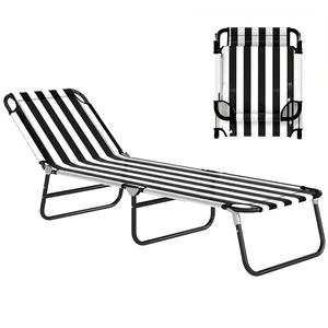 Folding Chaise Lounge Pool Chairs, Outdoor Sun Tanning Chairs with 5 Level Reclining Back Steel Frame for Beach Yard Folding Chaise Lounge Pool Chairs, Outdoor Sun Tanning Chairs with 5 Level Reclining Back Steel Frame for Beach Yard