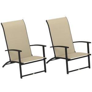 Folding Patio Chairs Set, Portable Outdoor Dining Chairs with High Back Armrests Breathable Mesh Fabric Seat and Metal Folding Patio Chairs Set, Portable Outdoor Dining Chairs with High Back Armrests Breathable Mesh Fabric Seat and Metal