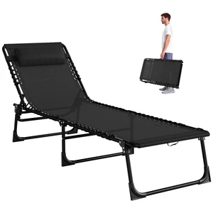 Folding Chaise Lounge Chair, Patio Sun Tanning Chair Outdoor Chaise Lounger with Position Reclining Back Breathable Folding Chaise Lounge Chair, Patio Sun Tanning Chair Outdoor Chaise Lounger with Position Reclining Back Breathable