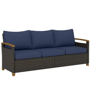 Seater Outdoor Couch Sofa, Wicker Patio Couch with Wide Seating 4 Inch Foam Cushions Effect Armrests and Legs Patio Seater Outdoor Couch Sofa, Wicker Patio Couch with Wide Seating 4 Inch Foam Cushions Effect Armrests and Legs Patio
