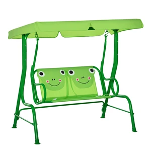 Kids Patio Swing, Seater Outdoor Swing Chair with Adjustable Canopy and Safety Belt Frog Pattern Hanging Bench Kids Patio Swing, Seater Outdoor Swing Chair with Adjustable Canopy and Safety Belt Frog Pattern Hanging Bench