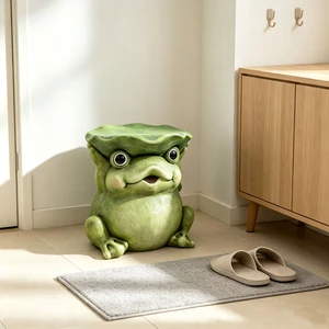 12 Inch Frog Statue with Lotus Leaf Hat, Cartoon Animal Figurine Decor Outdoor Garden Landscape Sculpture Ornament 12 Inch Frog Statue with Lotus Leaf Hat, Cartoon Animal Figurine Decor Outdoor Garden Landscape Sculpture Ornament