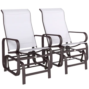 Outdoor Glider Chair Set, Gliders for Outside Patio with Smooth Gliding Mechanism and Lightweight Construction, Beige Outdoor Glider Chair Set, Gliders for Outside Patio with Smooth Gliding Mechanism and Lightweight Construction, Beige