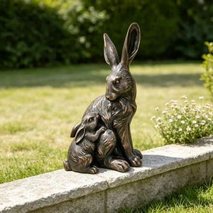 22 Inch Tall Mother Hare and Baby Cuddling Garden Statue, Wildlife Sculpture Decor for Walkway Flower Bed Lawn Patio 22 Inch Tall Mother Hare and Baby Cuddling Garden Statue, Wildlife Sculpture Decor for Walkway Flower Bed Lawn Patio