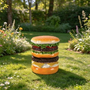 12.6 Inch Sculptures Garden Statues, Double Burger Stool Garden Statue Magnesium Oxide Composite Outdoor Stool Decor 12.6 Inch Sculptures Garden Statues, Double Burger Stool Garden Statue Magnesium Oxide Composite Outdoor Stool Decor