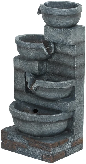 30 Inch Tall Outdoor Waterfall Fountain with LED Lights, 4 Tier Resin Cascading Water Bowls with Pump, Gray, Resin 30 Inch Tall Outdoor Waterfall Fountain with LED Lights, 4 Tier Resin Cascading Water Bowls with Pump, Gray, Resin
