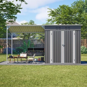 6 Storage Shed and Pergola Combo, Outdoor Garden Shelter with Sloping Roof Floor Frame and Air Vents Weatherproof 6 Storage Shed and Pergola Combo, Outdoor Garden Shelter with Sloping Roof Floor Frame and Air Vents Weatherproof