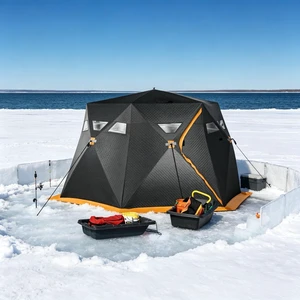 Outdoor Winter Ice Fishing Tent, Camping Shelter Portable Quick Setup Ice Fishing Shelter Insulated Pop-Up Tent, Black Outdoor Winter Ice Fishing Tent, Camping Shelter Portable Quick Setup Ice Fishing Shelter Insulated Pop-Up Tent, Black