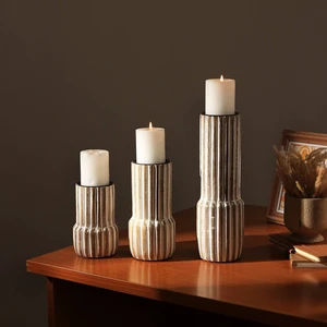 Decorative Wooden Centerpiece Candle Holder 4 Candle Stand for Any Occasion, Walnut, Wood Decorative Wooden Centerpiece Candle Holder 4 Candle Stand for Any Occasion, Walnut, Wood
