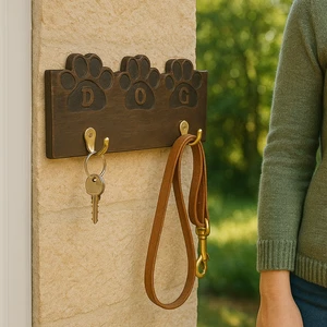 Tail Tidy Leash Holder, Natural, Wood and Metal Tail Tidy Leash Holder, Natural, Wood and Metal