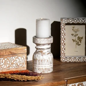Decorative Wooden Centerpiece Candle Holder Candle Stand for Timeless Touch-3.5 3.5, White Washed, Wood Decorative Wooden Centerpiece Candle Holder Candle Stand for Timeless Touch-3.5 3.5, White Washed, Wood