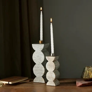 Decorative Wooden Centerpiece Candle Holder Candle Stand for Timeless, White Washed, Wood Decorative Wooden Centerpiece Candle Holder Candle Stand for Timeless, White Washed, Wood