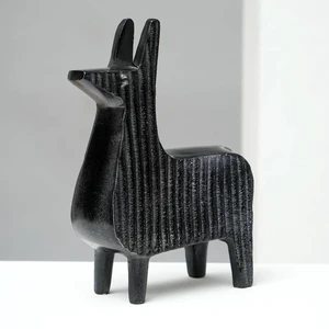 Ribbed Llama Sculpture Aluminum Table Décor-6, Black, Aluminium Ribbed Llama Sculpture Aluminum Table Décor-6, Black, Aluminium