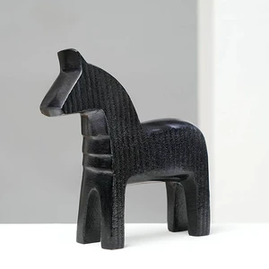 Ribbed Horse Sculpture Aluminum Table Décor-6.8, Black, Aluminium Ribbed Horse Sculpture Aluminum Table Décor-6.8, Black, Aluminium
